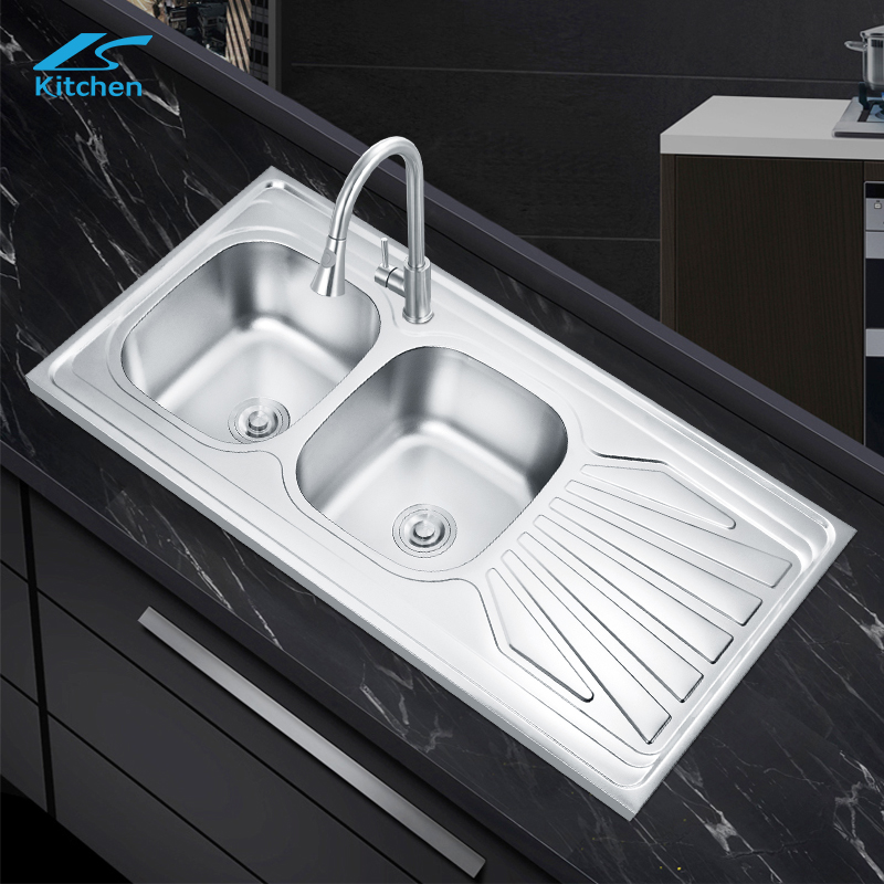 Farmhouse Kitchen Sink Single Basin with Plate Sus304/201 Stainless Steel Sink