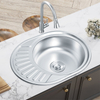 5745 Zhongshan Stainless Steel Sink Hot Sale Single Bowl Pressed Sink with Plate Round Washing and Cooking Sink