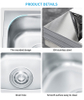 Modern Pressing Stainless Steel Kitchen Sink Single Bowl Topmount One-Hole Design Contemporary Farmhouse Style 