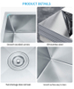9546 Single Bowl Kitchen Sink with Plates Nano Black 304 Stainless Steel Counter One-Hole Drainboard Rectangular Undermount Design