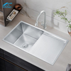 9546 Single Bowl Kitchen Sink with Plates Nano Black 304 Stainless Steel Counter One-Hole Drainboard Rectangular Undermount Design