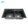 Black Double Bowl Handmade Stainless Steel Sink – Nano Coated, Rectangular Undermount with 2 Faucet Holes – Modern Kitchen Luxury Sink