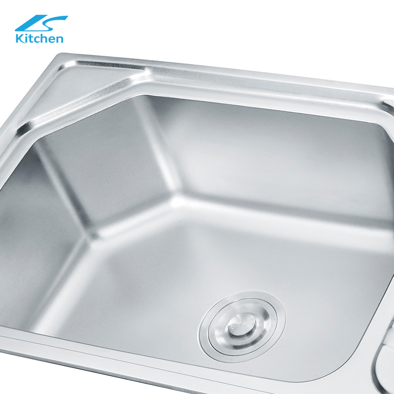 Stainless Steel Basin with Drainboard Sink Low Water Pressure in Kitchen Sink