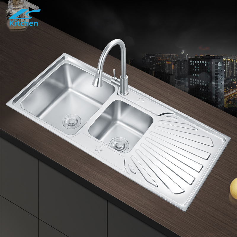 42.5"×19.3" Large Size Kitchen Double Square Bowl Sink Fashionable Attractive Design Sink