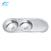 Direct Sale Factory Price Wholesale Double Bowl Stainless Steel Kitchen Sink With Drainboard