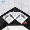 Special Shape Design 2 Basin and 1 Drain Kitchen Sink Butterfly Shape Kitchen Sink