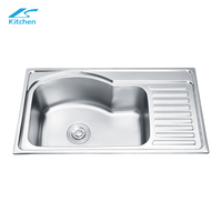 7844 Farmhouse Kitchen Sink with Drainboard Single Bowl Silver Sink