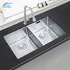 Factory Direct Sales Double Bowl Silver Sink 201 304 Stainless Steel Handmade Under Counter Kitchen Sink