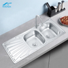  Family Double Bowl Sink With Drainboard Farmhouse Bathroom Stainless Steel Kitchen Washing Basins