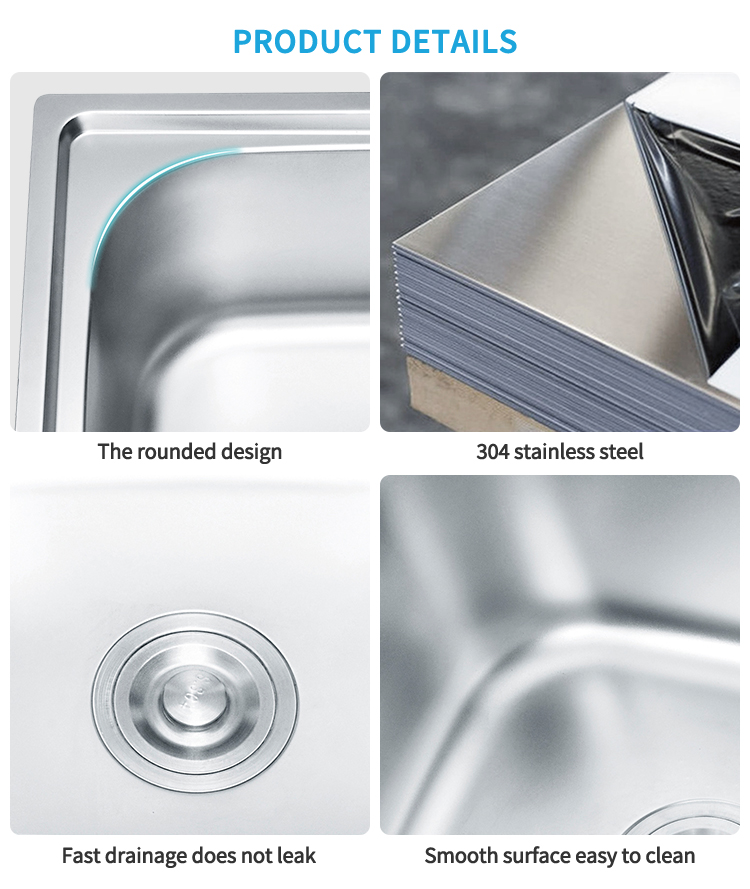 Brushed Factory Direct Sale LS-4641 Stainless Steel Kitchen Sink Single Square Bowl Pressing Touring Car Single Bowl Style