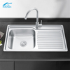Best Selling Black Silver Single Bowl with Drainboard Washing and Cooking Home Use Basin
