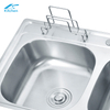 OEM Handmade Double Bowl Stainless Steel Kitchen Sink with Knife and Cutting Board Holder - Stainless Steel Sink