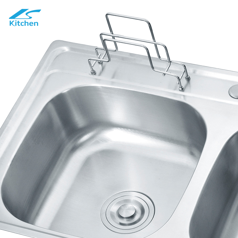 OEM Handmade Double Bowl Stainless Steel Kitchen Sink with Knife and Cutting Board Holder - Stainless Steel Sink