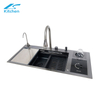  Latest Black Luxury Waterfall Smart Nano Garbage Kitchen Sink in Modern Home Kitchen with Waste Bin Cover