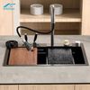 SUS304 Stainless Steel Kitchen Sink with Waterfall Smart Embossed Kitchen