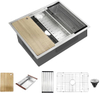 33" Undermount Kitchen Sink Handcrafted Stainless Steel Sink with Deep Basin, Rounded Corners 