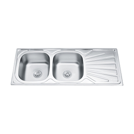12050China Factory Price Double Bowl Stainless Steel Kitchen Sink Kitchen Counter Sink With Drainboard