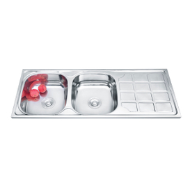 12046 china Factory Stainless Steel Washing Basin Double Bowls with Cutting Board Kitchen Sinks