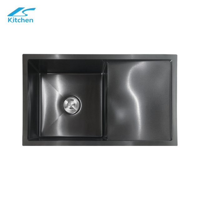 High quality made stainless steel black handmade single bowl with plates kitchen sink modern kitchen