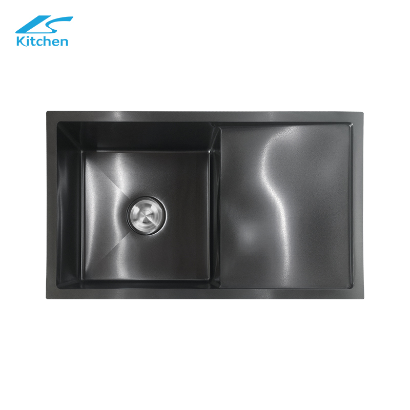 High quality made stainless steel black handmade single bowl with plates kitchen sink modern kitchen