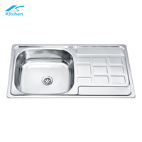 Single Bowl Undermount Kitchen Sink with Special-shape Drainboard Factory Stainless Steel Rectangular Sink Use in Farmhouse