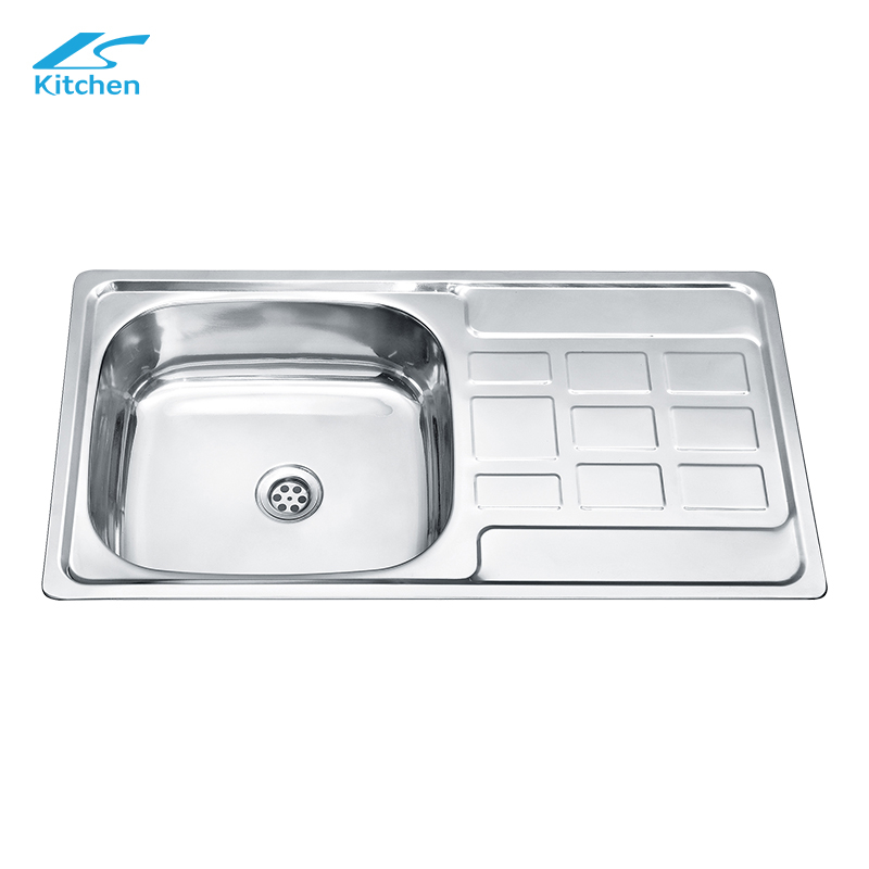 Single Bowl Undermount Kitchen Sink with Special-shape Drainboard Factory Stainless Steel Rectangular Sink Use in Farmhouse