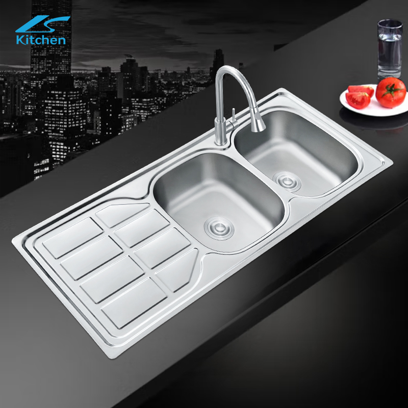 Embossed Direct Sale Factory Sink Manufacturer Double Bowl Sink for Farmhouse Kitchen