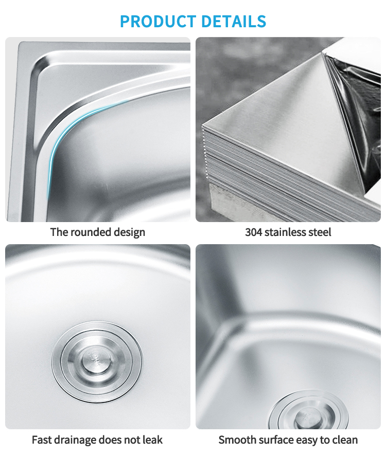  Pakistan Stainless Steel Single Bowl Modern Kitchen Sink Apartment Size Rectanglar Shape above Counter Installation without Faucet