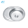 5745 Zhongshan Stainless Steel Sink Hot Sale Single Bowl Pressed Sink with Plate Round Washing and Cooking Sink