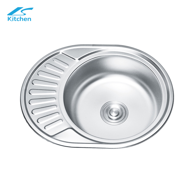 5745 Zhongshan Stainless Steel Sink Hot Sale Single Bowl Pressed Sink with Plate Round Washing and Cooking Sink