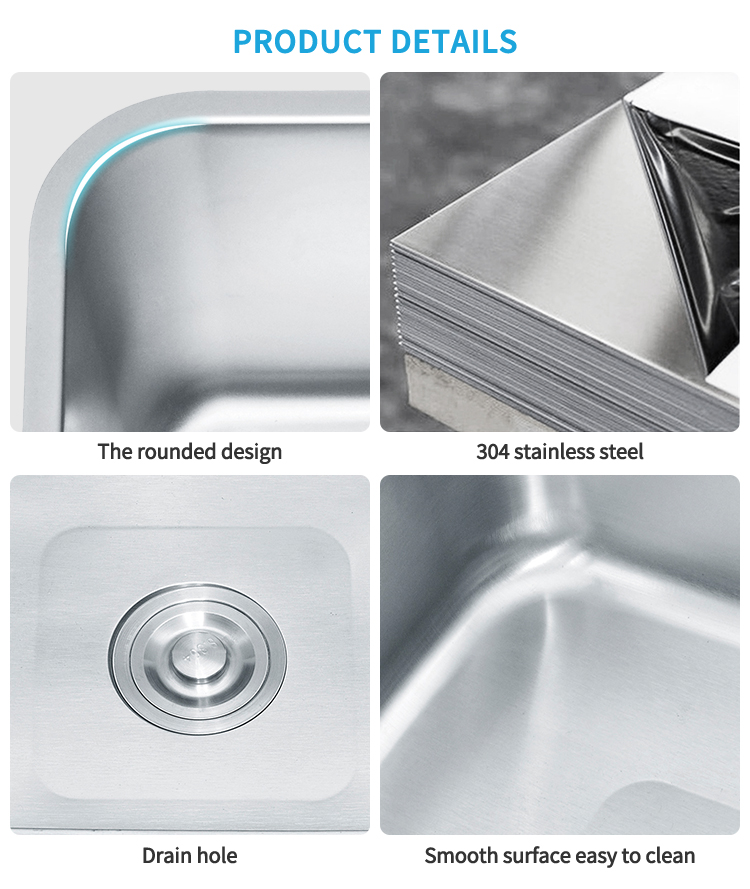 Silver Rectangular Undermount Stainless Steel Sink – Single Bowl Kitchen Sink for Home, Rural Kitchens, and Studios | Modern Farmhouse Kitchen Sink