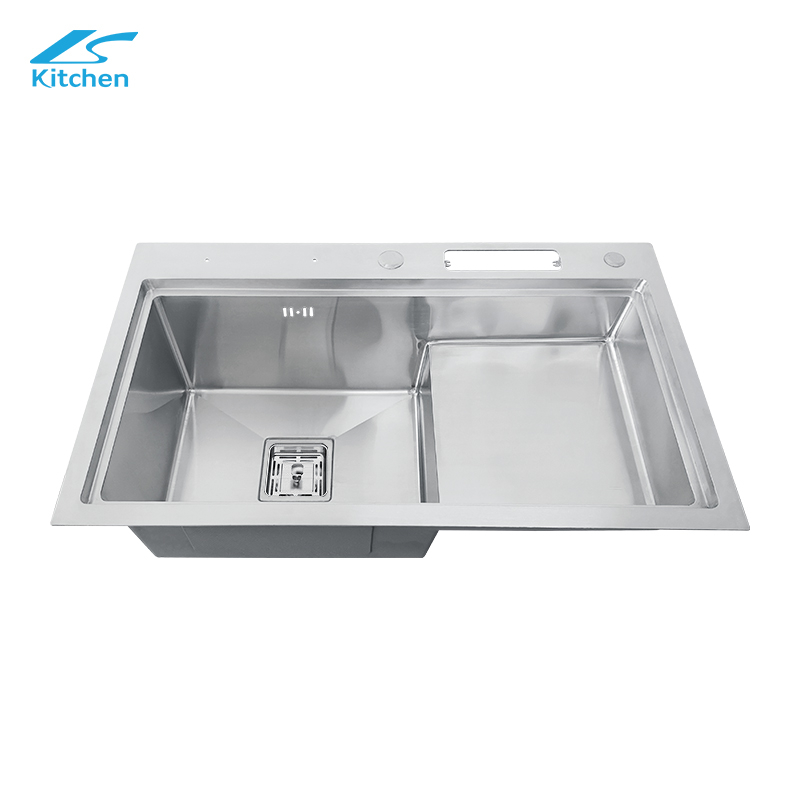 Stepped Silver Double Basin Sink Dishwashing sink 304 Stainless Steel Handmade Sink Suitable in House Kitchen