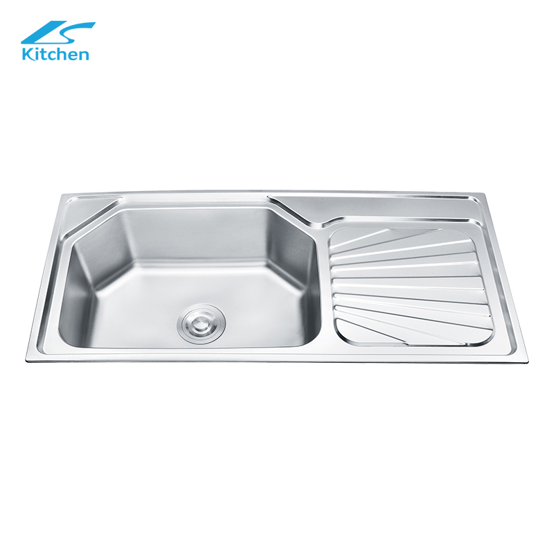 Stainless Steel Basin with Drainboard Sink Low Water Pressure in Kitchen Sink