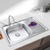 Farmhouse Kitchen Sink SUS304 Stainless Steel Silver Square Sink with Drainboard