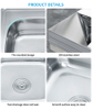 Washing Basin with Plate High Quality 201/304 Stainless Steel Sink Single Bowl Kitchen Sink Island Modern New Style 