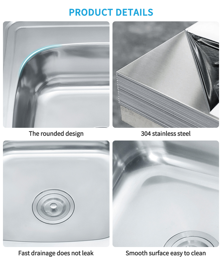 Washing Basin with Plate High Quality 201/304 Stainless Steel Sink Single Bowl Kitchen Sink Island Modern New Style 