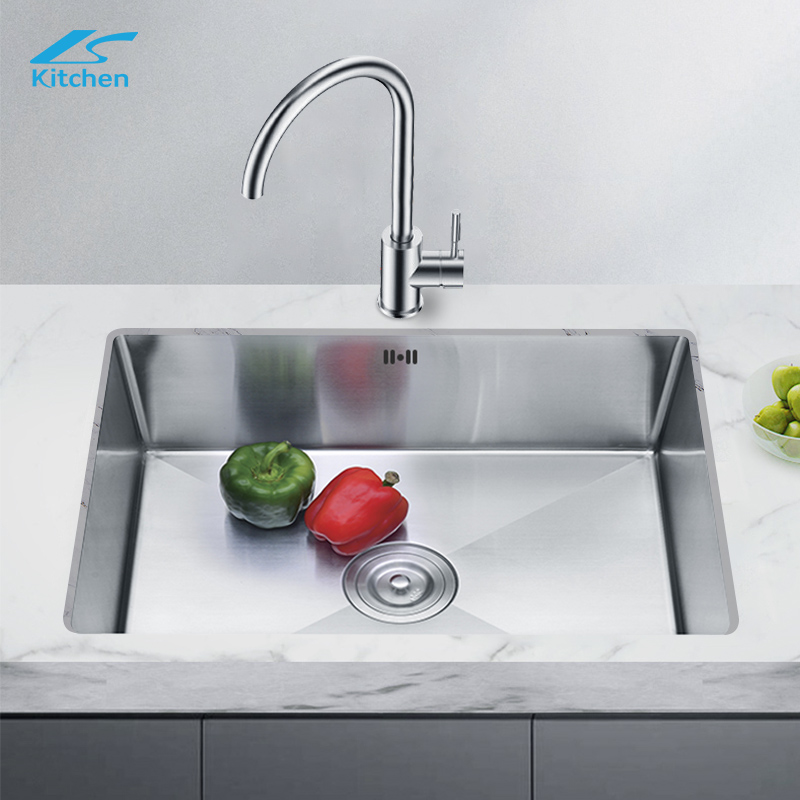 23.6" Undermount Single Basin Stainless Steel Kitchen Sink Silver Modern Kitchen Style Handmade Sink