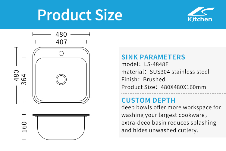Corner Sink 304 Stainless Steel Small Round Single Bowl Undermount Kitchen Sink - Silver Rounded Edge Stretch Bar Sink - Best Farmhouse Sink