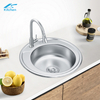 Sink Round Pressed Sink Stainless Steel Single Bowl Kitchen Sink for Home Use Above Counter Installation 
