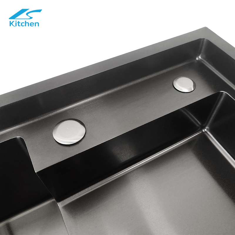 Premium Handmade Stainless Steel Double Bowl Kitchen Sink – Tiered Edge Design,Above Counter Workstation, Modern kitchen