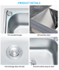 Washing and Cooking Basin 304 Stainless Steel Pressing Sink Deep Wash Basin Single Bowl Big Size Home Farmhouse