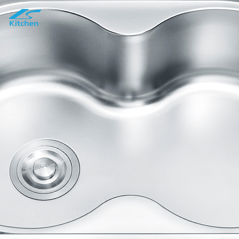  Double Semicircle Bowl Kitchen Sink Caddy with Square Glass Washer above Counter Installation Faucet-Free Kitchen Sink