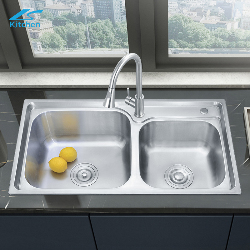 Farmhouse Stainless Steel Double Bowl Kitchen Sink Handmade Single Rectangular Sink 3 Years Warranty Small Size Machine