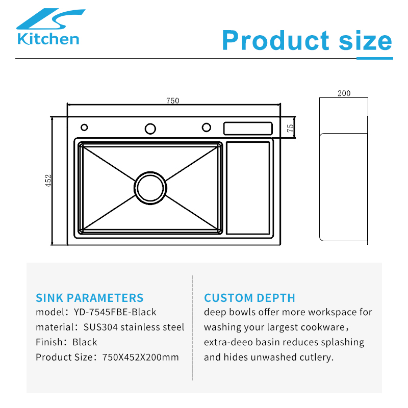 Out-pull Faucet Modern Rectangular Singe Bowl Kitchen Sink Hot Sale of Farm Kitchen ware