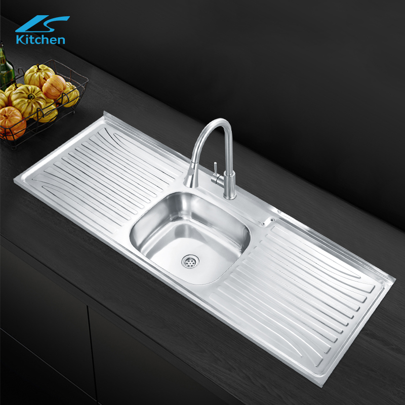 Stainless Steel Double Board Top-Mount Sink with Basin Indoor Kitchen & Outdoor Farm Use
