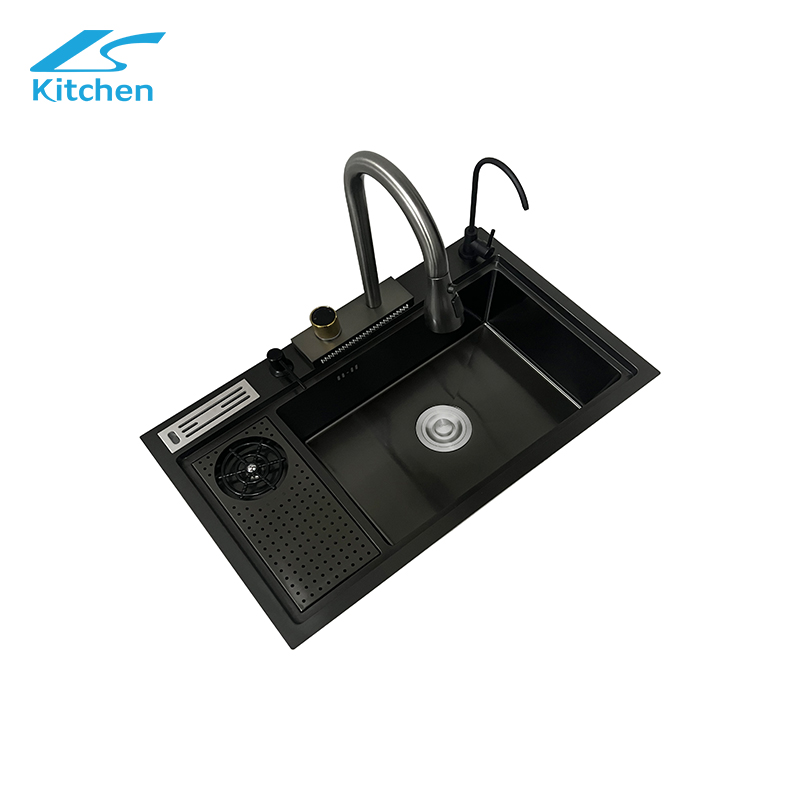 Popular Multifunctional Handmade Modern Waterfall Kitchen Sink Stainless Steel Smart Kitchen Sink