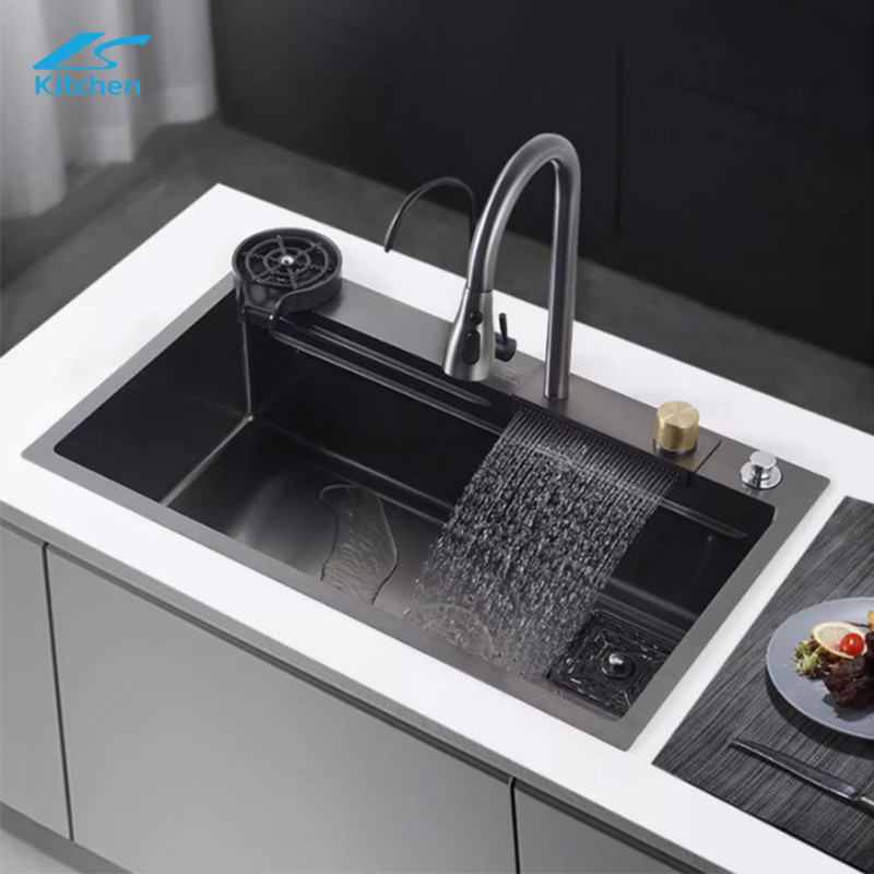 2025 New Trends Digital Display Waterfall Multi-function Sink Stainless Steel Large Kitchen Sink