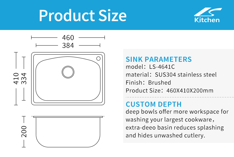 Brushed Single Bowl Pressing Stainless Steel Small Kitchen Sink in Modern House Workstation Kitchen