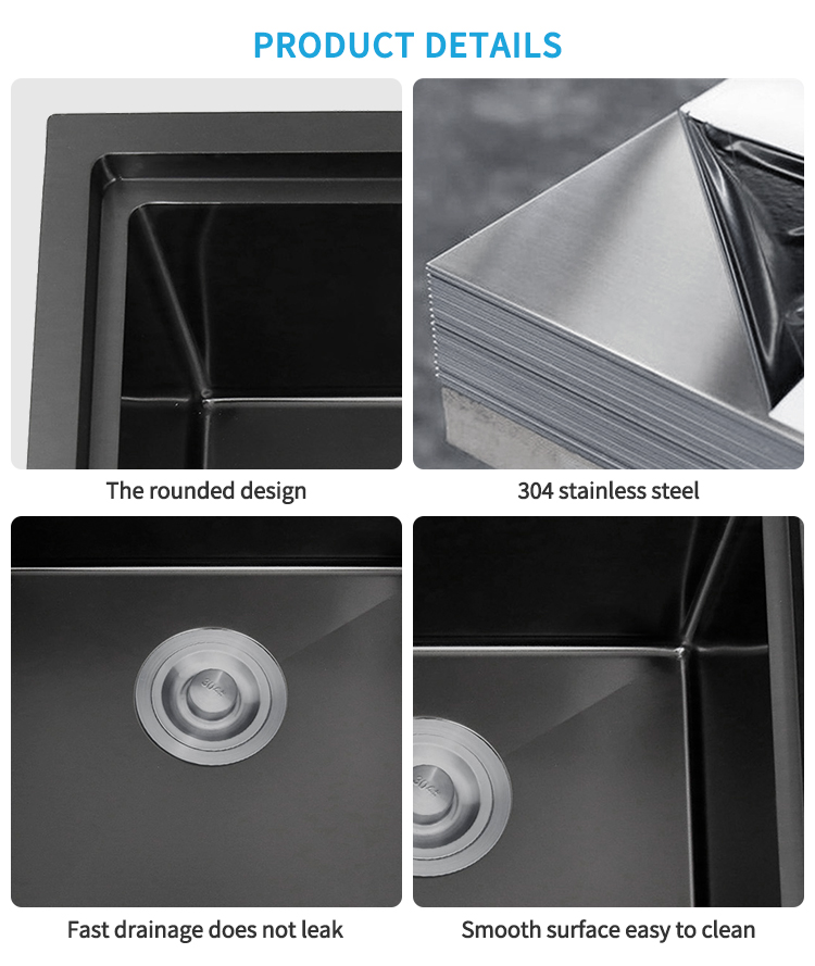 Black Waterfall Kitchen Sink – Large Single Bowl Smart Design with Knife Rack, Purifier, Soap Dispenser – Modern Luxury Kitchen Upgrade