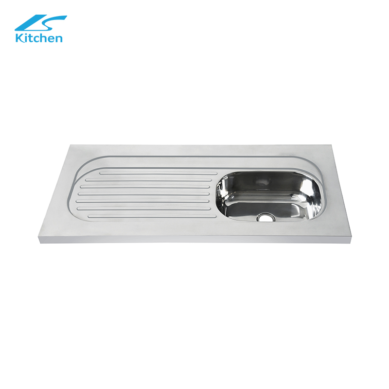 Big Size Sus304 Stainless Steel Single Bowl with Drainboard Outdoor Kitchen Sink